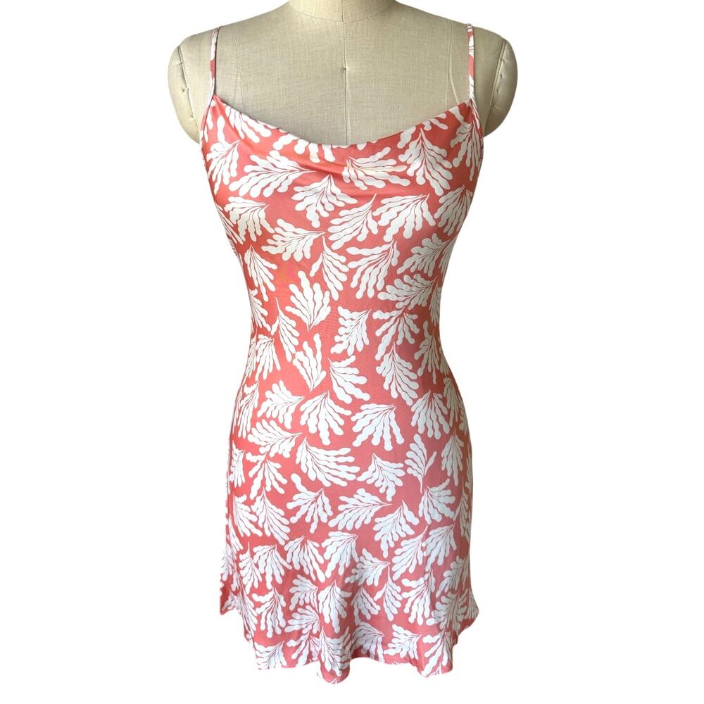 Diane von Furstenberg Coral Print Mini Slip Dress Size XS Vacation Designer